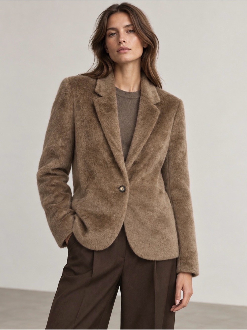 Acne Studios Suri Alpaca Virgin Wool Blazer Brown EU 38 US 6 Medium